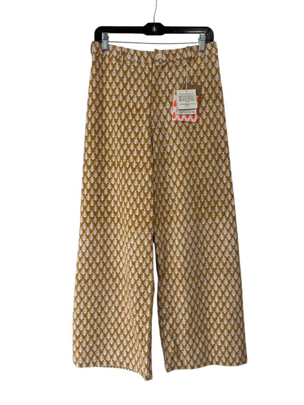 $278 NWT SZ Mustard Yellow White Disco Wide Leg Pants size Medium/29"